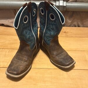 Kids Western Cowboy Boots - Brown and Blue